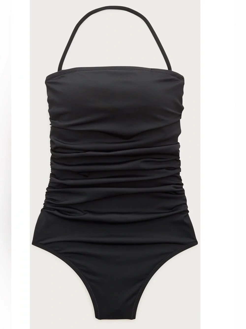 J. Crew Womens Gemma Black Ruched Bandeau One-piece Swimsuit Size 8 Resortwear